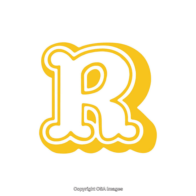 Bold Yellow Letter 'R' with a Fun Outline Design