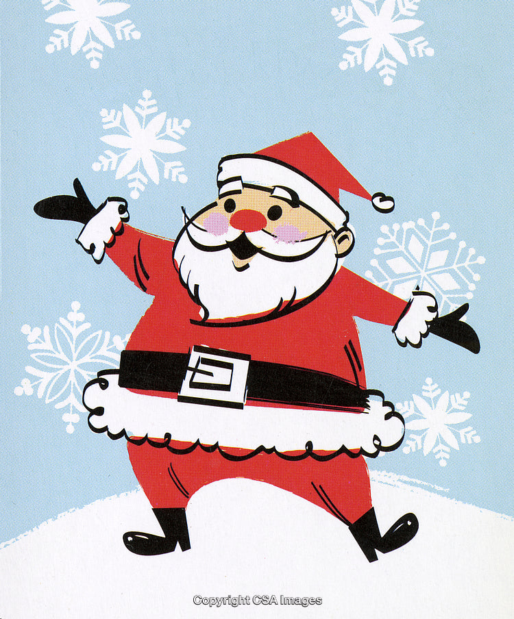 Festive Illustration of Santa Claus with Snowflakes in a Cheerful Winter Scene