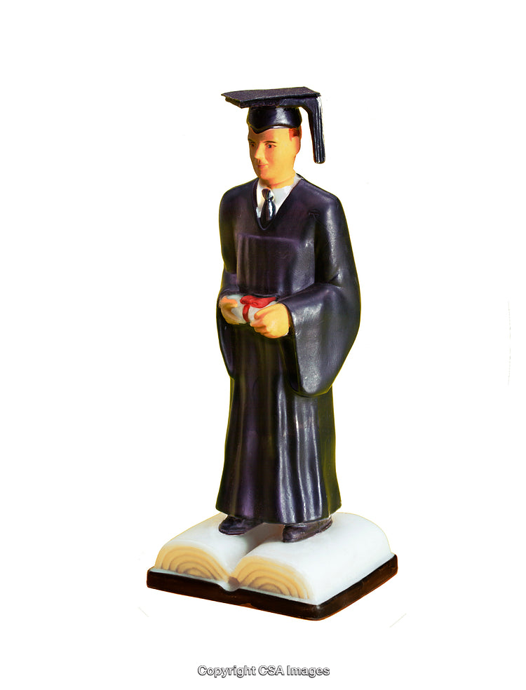 Graduation Toy Figurine Standing on Open Book with Diploma