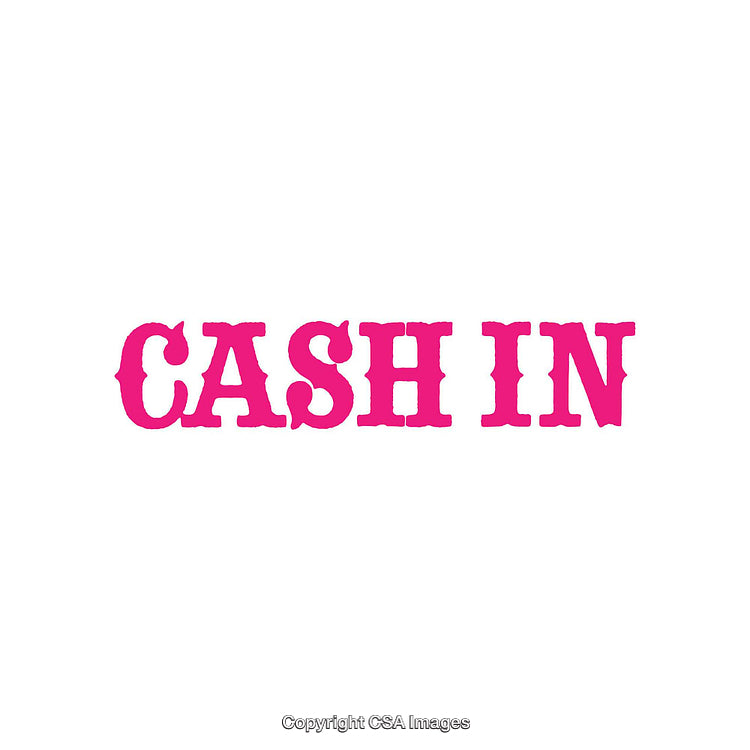 Bold Pink Text Reading 'Cash In' on a White Background