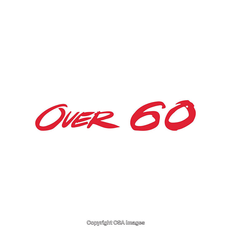 Bold Red Typography Displaying 'Over 60' on White Background