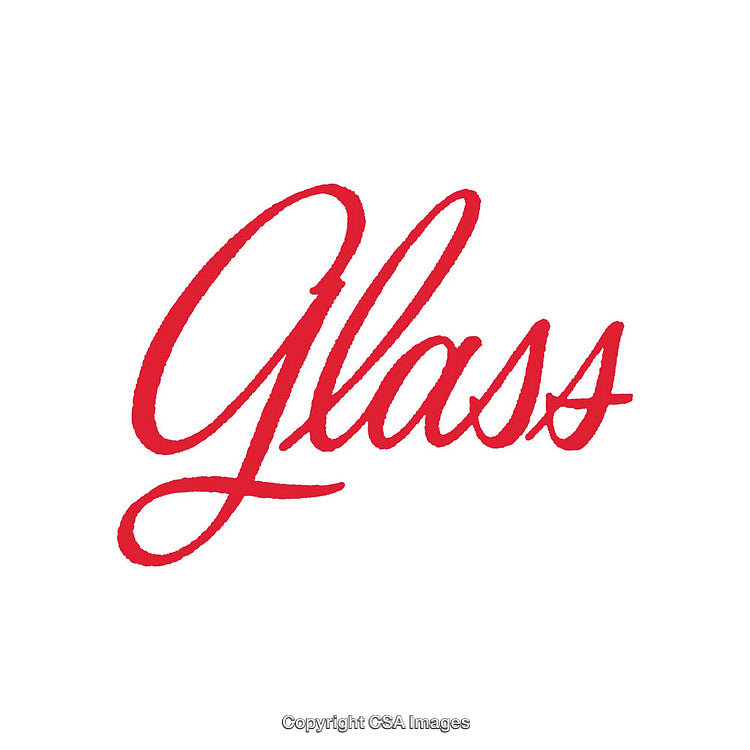 Elegant Red Glass Text on Clean White Background