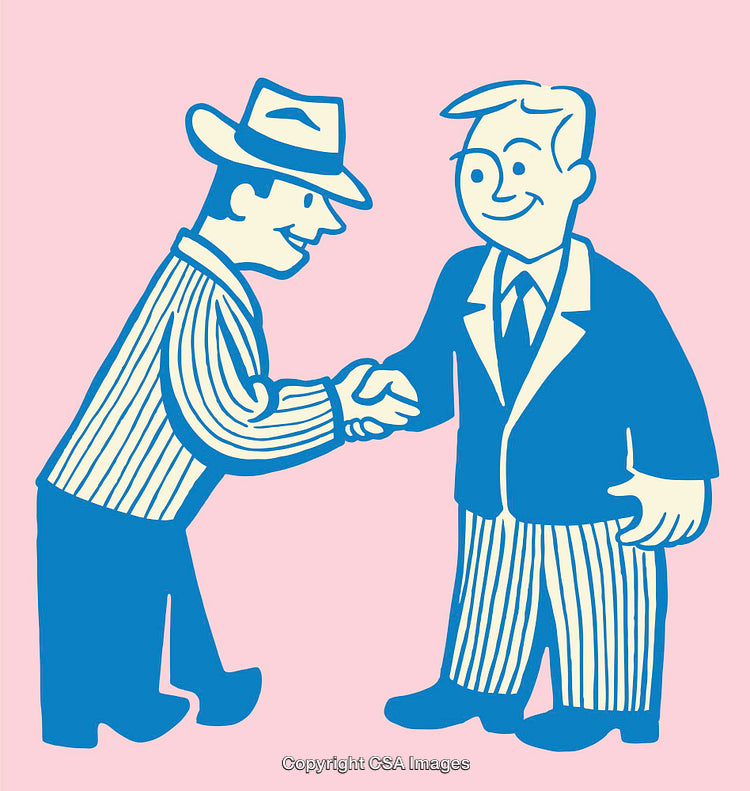 Retro Style Handshake Between Two Professional Businessmen