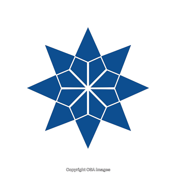 Blue Eight-Pointed Star Shape with Intricate Geometric Design