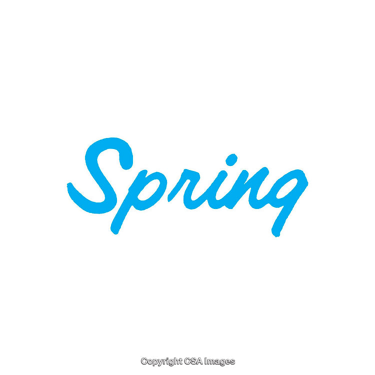 Blue Typography Spelling 'Spring' on White Background