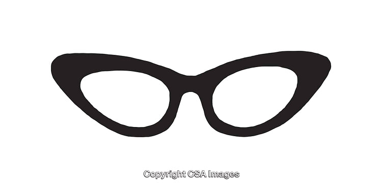 Black and White Illustration of Cat-Eye Glasses Silhouette