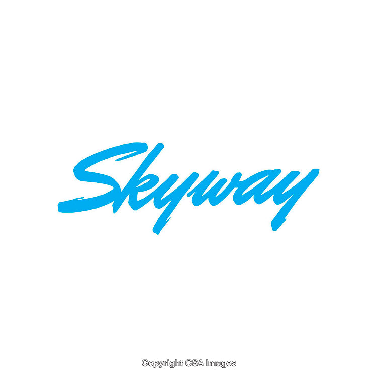 Elegant Skyway Blue Typography in Unique Handwritten Style on White Background