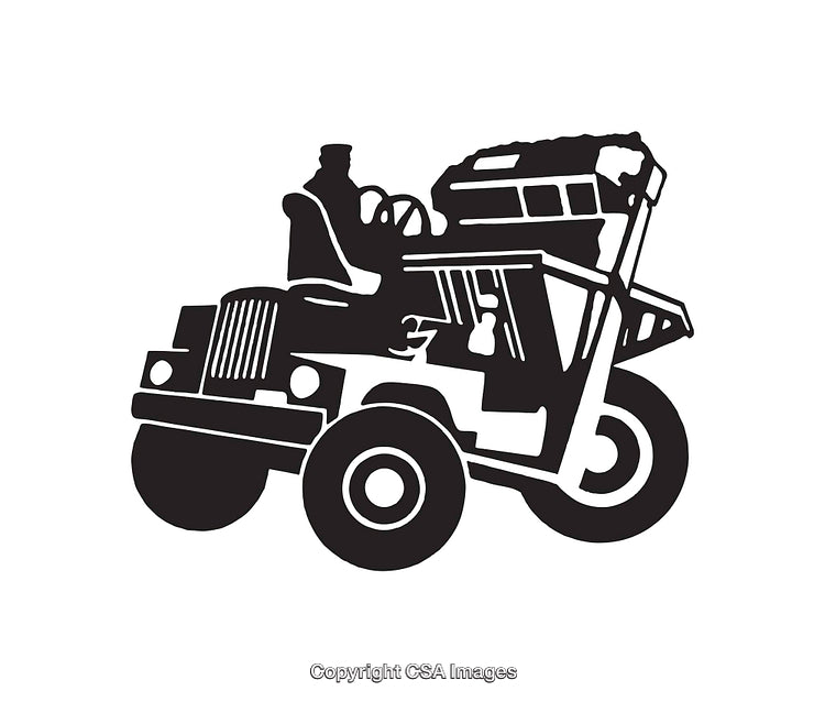 Silhouette of a Man Operating a Heavy Industrial Machine in Black and White