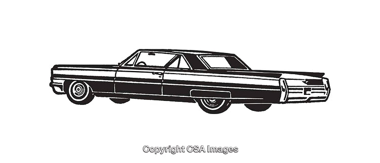 Vintage Black and White Illustration of a Classic Car Design