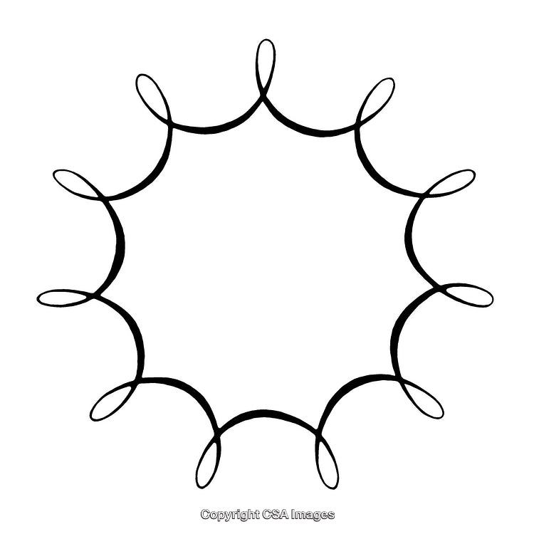 Black and White Abstract Circular Border Design with Looped Patterns