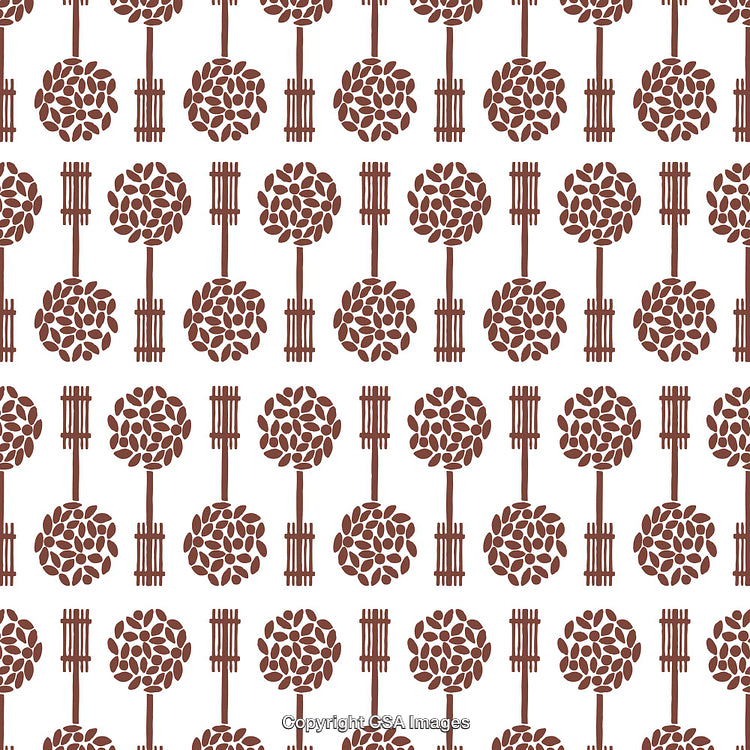 Abstract Pattern with Repetitive Tree and Key Design in Brown Shade