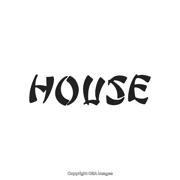 Stylized Text Design Depicting the Word 'House' in Bold Black Font