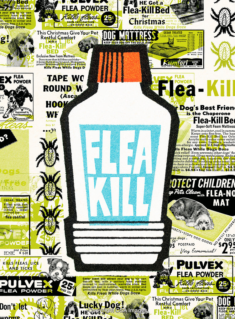 Vintage Advertisements Featuring Flea Control Products for Dogs and Pets