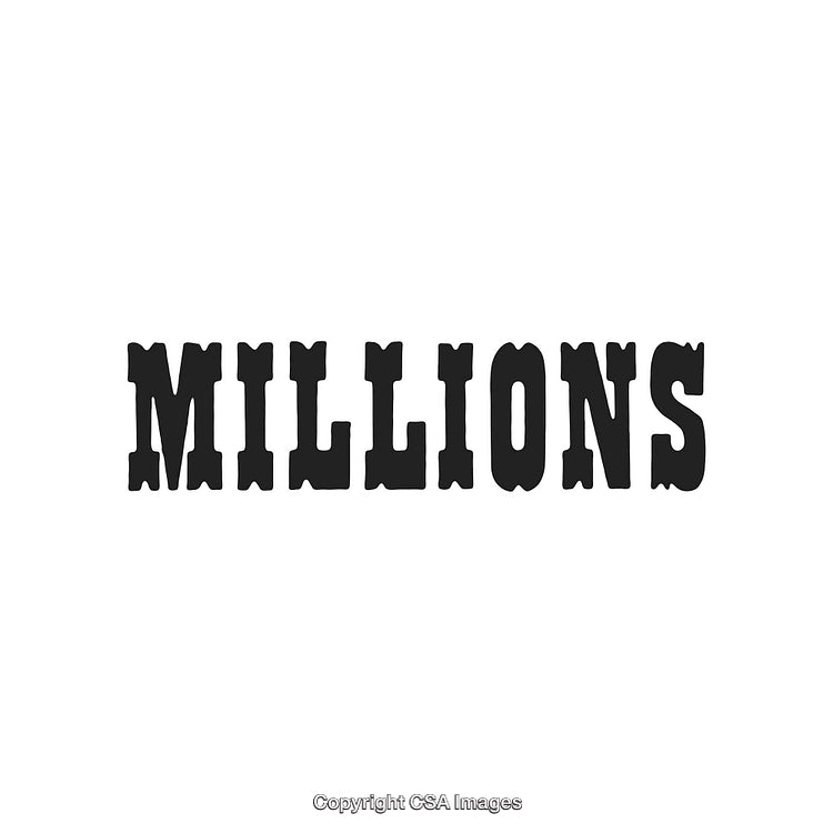 Black Text Displaying 'Millions' on a White Background
