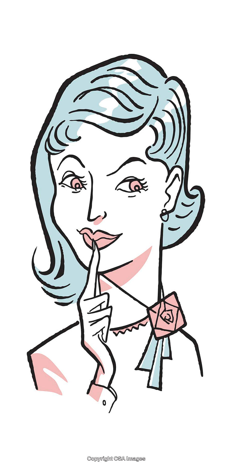 Retro Style Portrait of a Woman with a Quiet Gesture