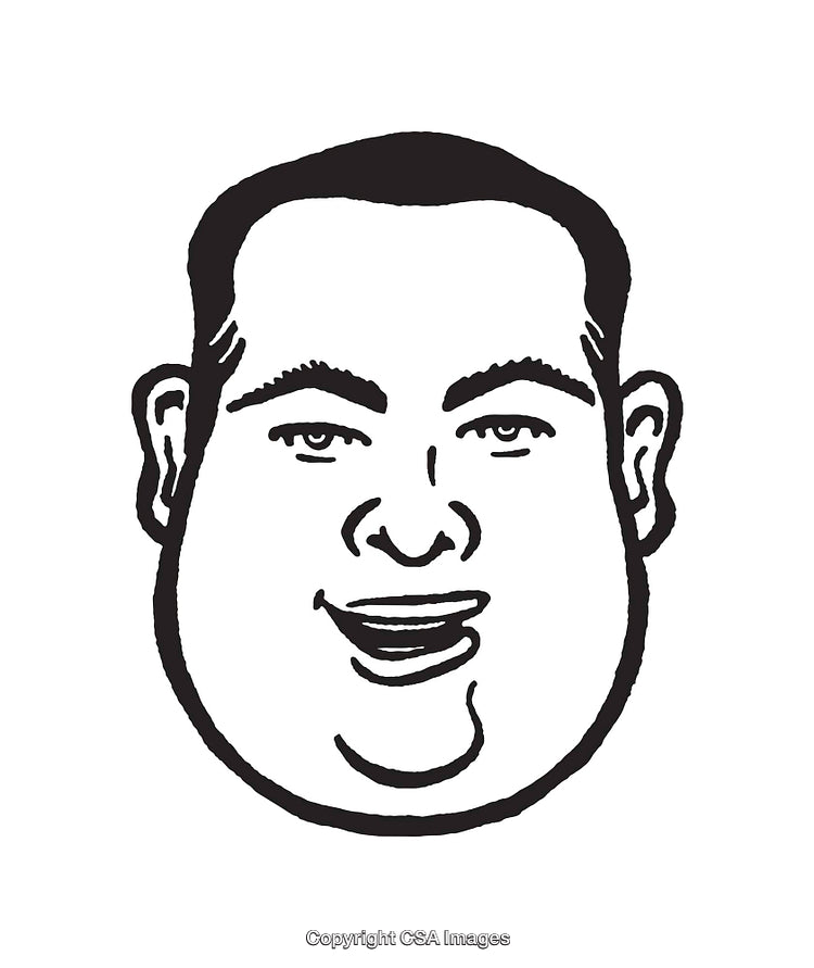 Black and White Line Art Illustration of a Smiling Face