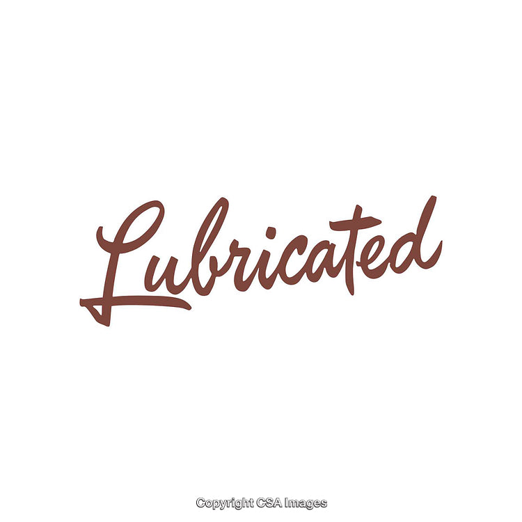 Stylized Word 'Lubricated' in Cursive Brown Typography on White Background
