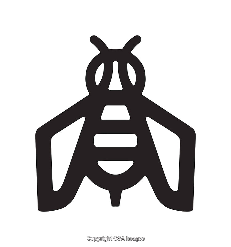 Stylized Black and White Bee Icon For Digital or Print Use