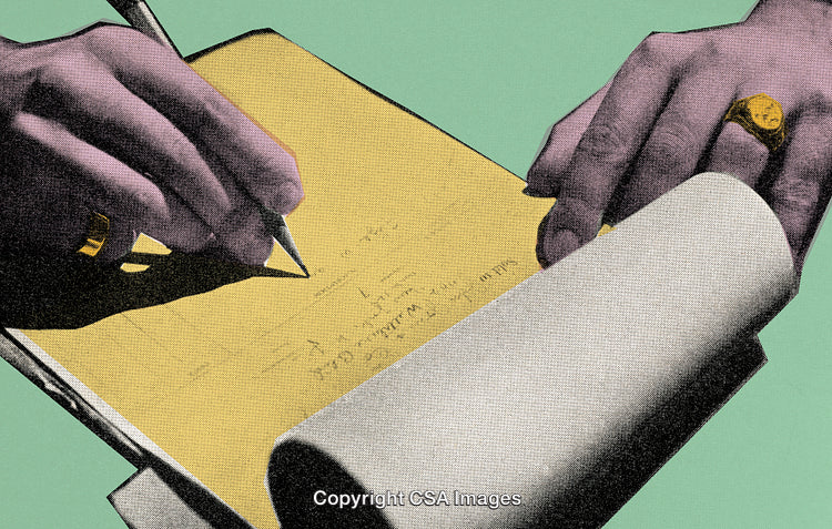 Hands Writing Notes on Paper with Stylized Textured Background