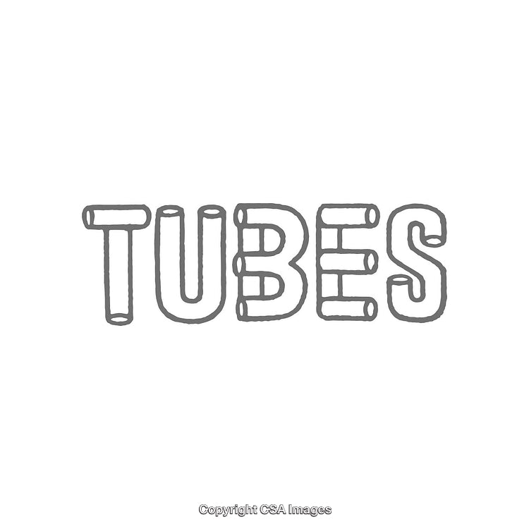 Monochrome Tubes Text in Decorative Style on White Background
