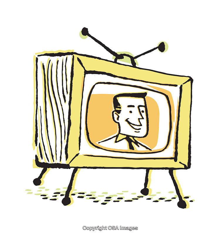 Retro Television With Smiling Man Illustration in Vibrant Colors