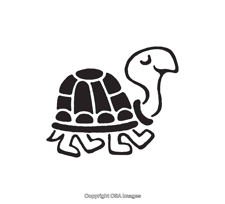 Minimalist Black and White Illustration of a Cartoon Turtle