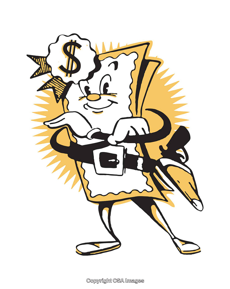 Anthropomorphic Dollar Bill Cartoon with Dollar Symbol and Dollar Sign Background