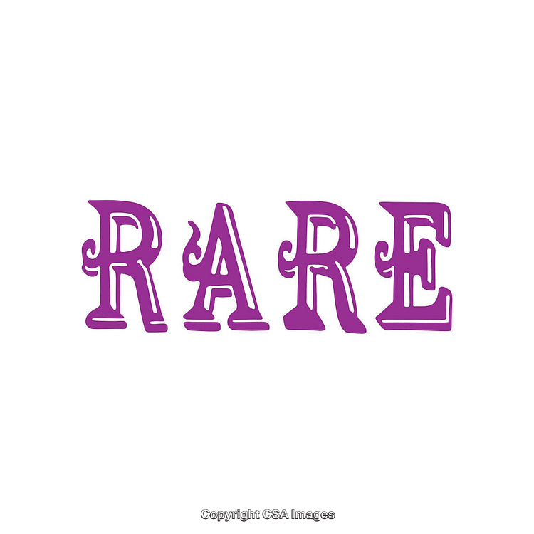 Bold Purple 'Rare' Text on a Crisp White Background