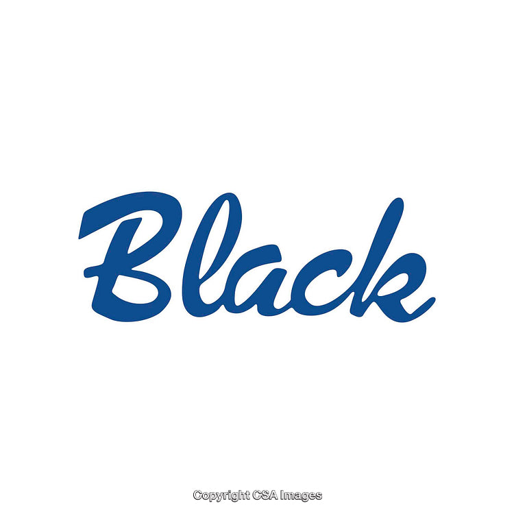 Simple Typography Design Featuring the Word Black in Bold Blue Letters