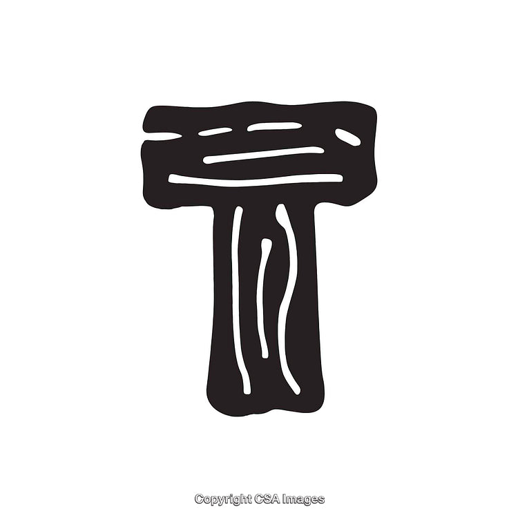 Rustic Wood-Styled Letter T Icon with Bold Black Design