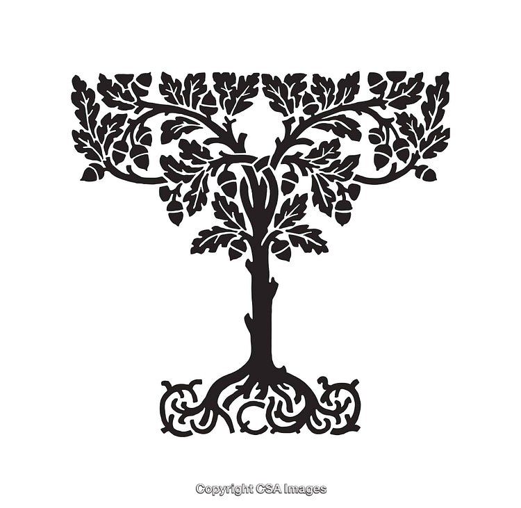 Intricate Black and White Line Art Illustration Featuring Abstract Tree Design
