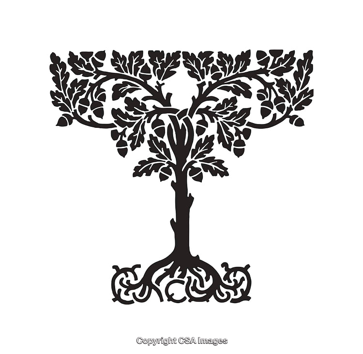 Intricate Black and White Line Art Illustration Featuring Abstract Tree Design