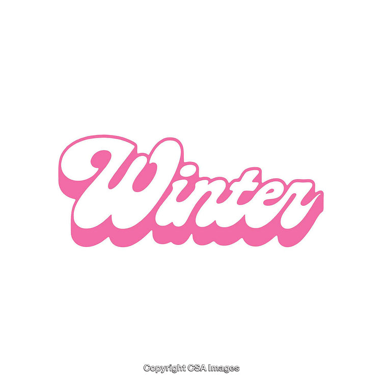 Pink Winter Typography Art With Elegant Script on White Background