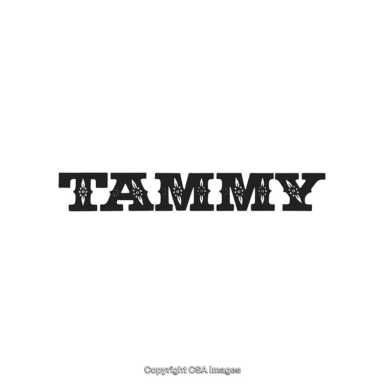 Decorative Western Style Typography Label Design Featuring Stylized Floral Elements