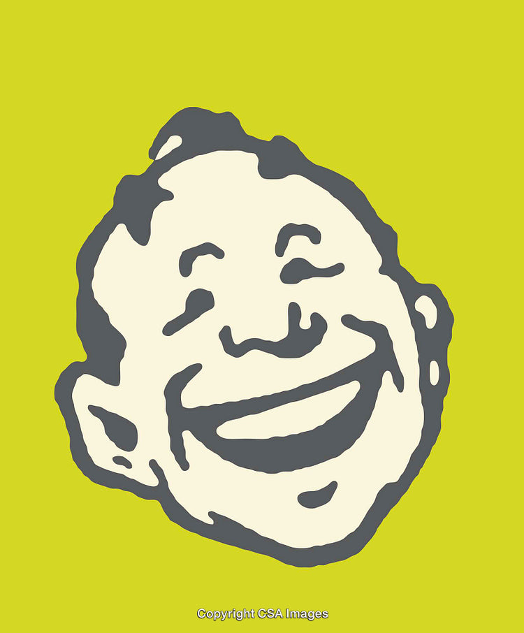 Stylized Line Art Illustration of Smiling Face on Yellow Background