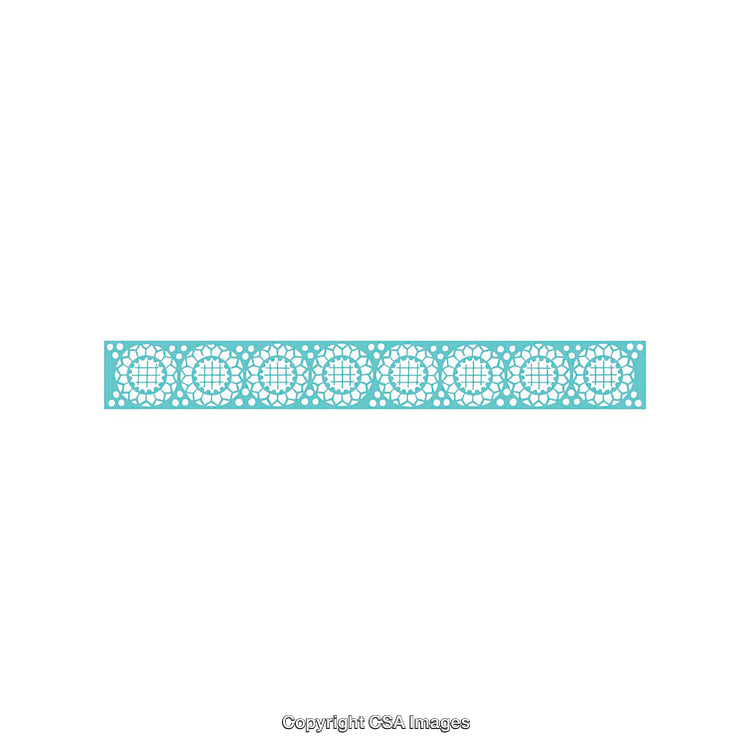 Turquoise Geometric Border with Circular and Intricate Patterns Isolated on White
