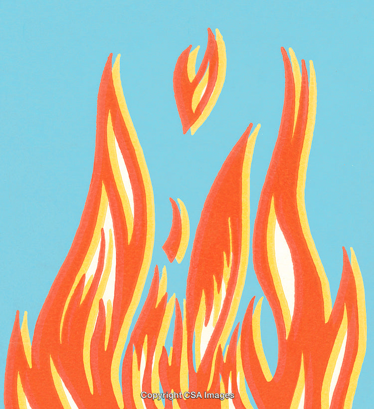 Abstract Flames Illustration on Bright Blue Background Expressing Energy and Passion