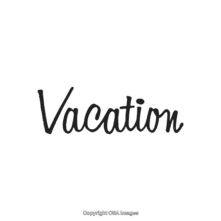 Handwritten Script Displaying the Word 'Vacation' on White Background