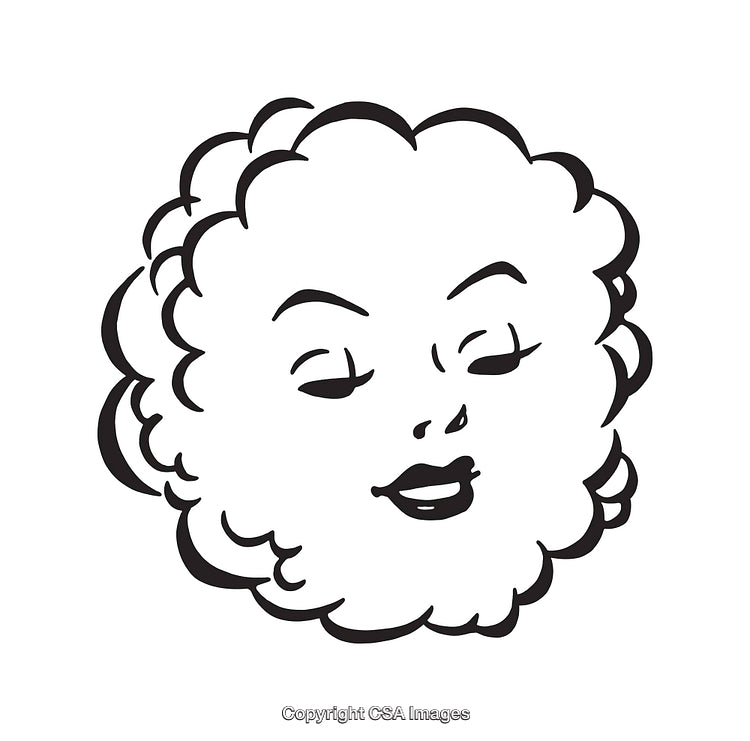 Vintage Style Black and White Smiling Cloud Illustration