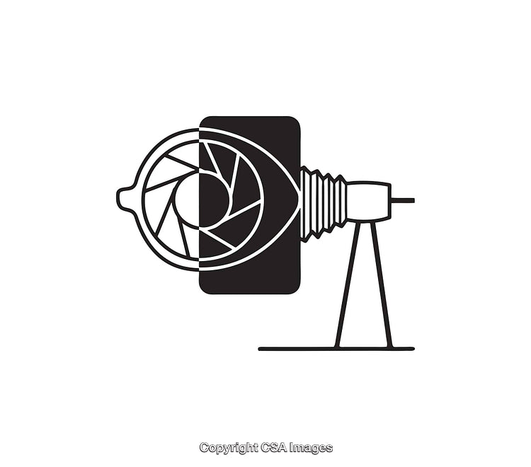 Black And White Line Art Illustration of Eye and Camera Concept