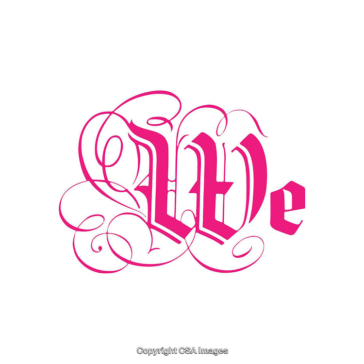 Elegant Calligraphic Pink Word Art on White Background