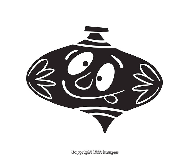 Smiling Decorative Line Art Illustration in Black and White