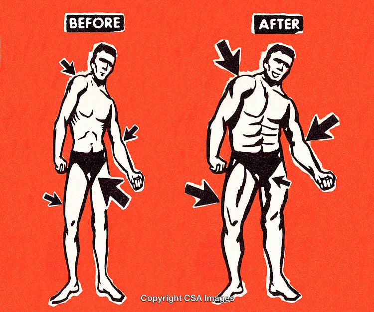 Before and After Illustration of Muscle Gain and Body Transformation