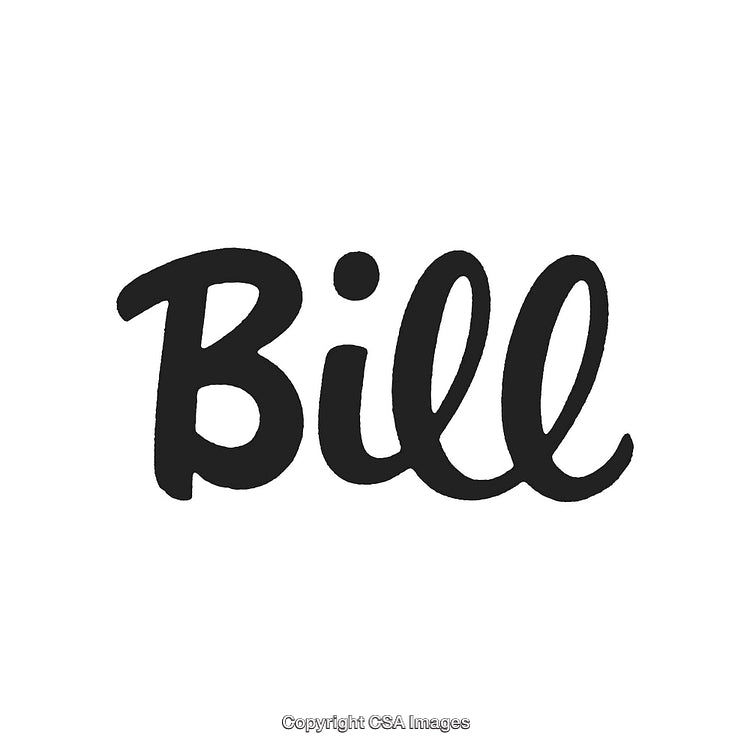 Stylish Handwritten Script of the Word 'Bill' in Bold Black Ink