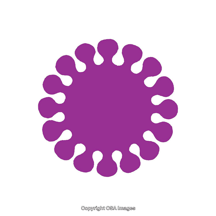 Purple Abstract Circular Shape with Radial Extensions on White Background