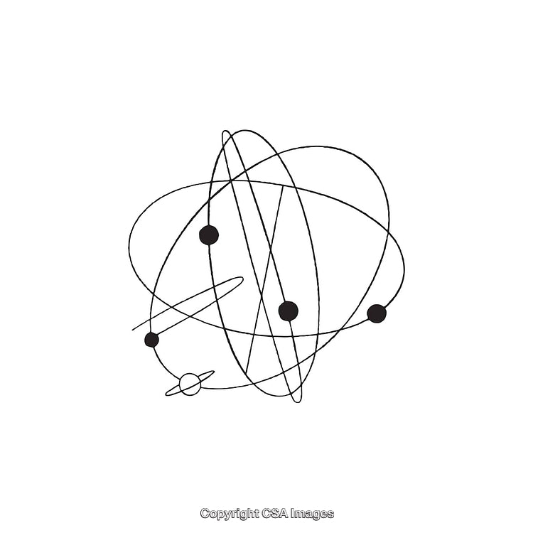 Minimalist Black and White Atomic Orbit with Modern Shapes
