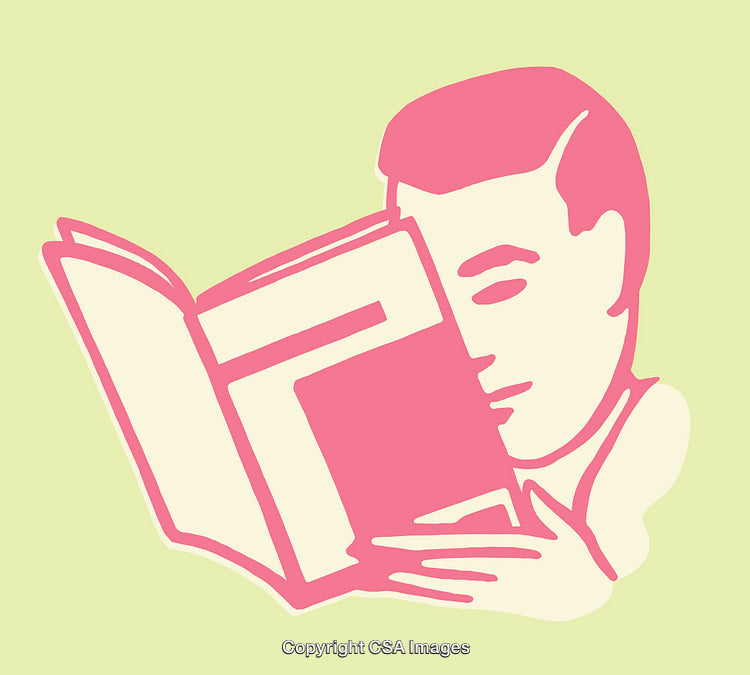 Minimalistic Illustration of a Person Reading a Book in Soft Pastel Colors