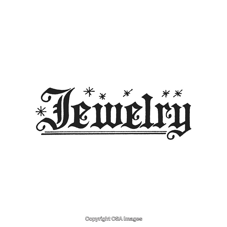 Elegant Calligraphic Illustration of the Word 'Jewelry' with Decorative Stars