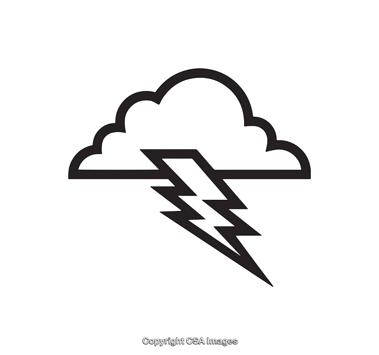 Minimalist Icon of a Thunderstorm With Cloud and Lightning