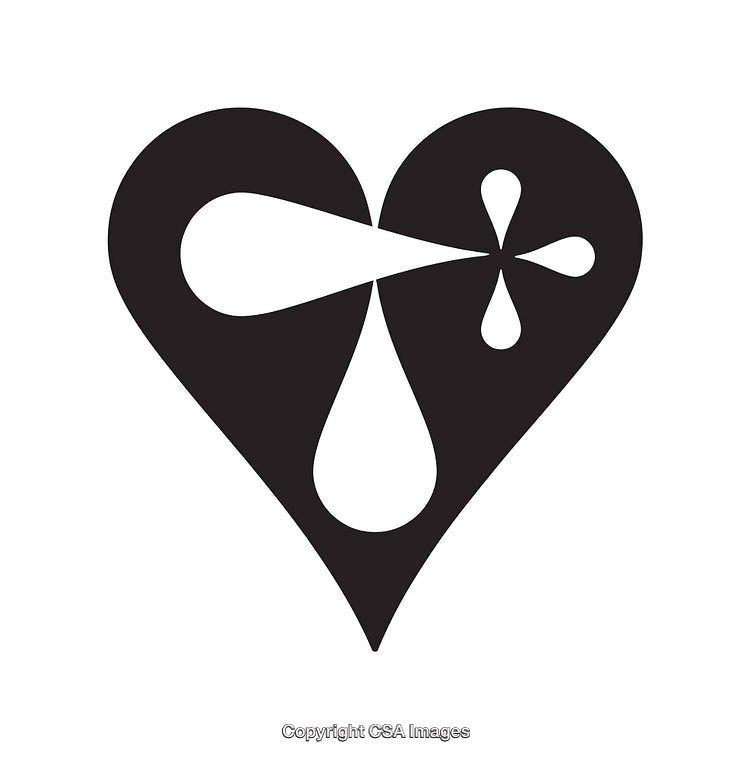 Abstract Black and White Heart Symbol with Drop Elements